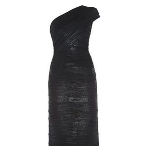 Herve Leger Black Lydia Woodgrain Foil-Print gown